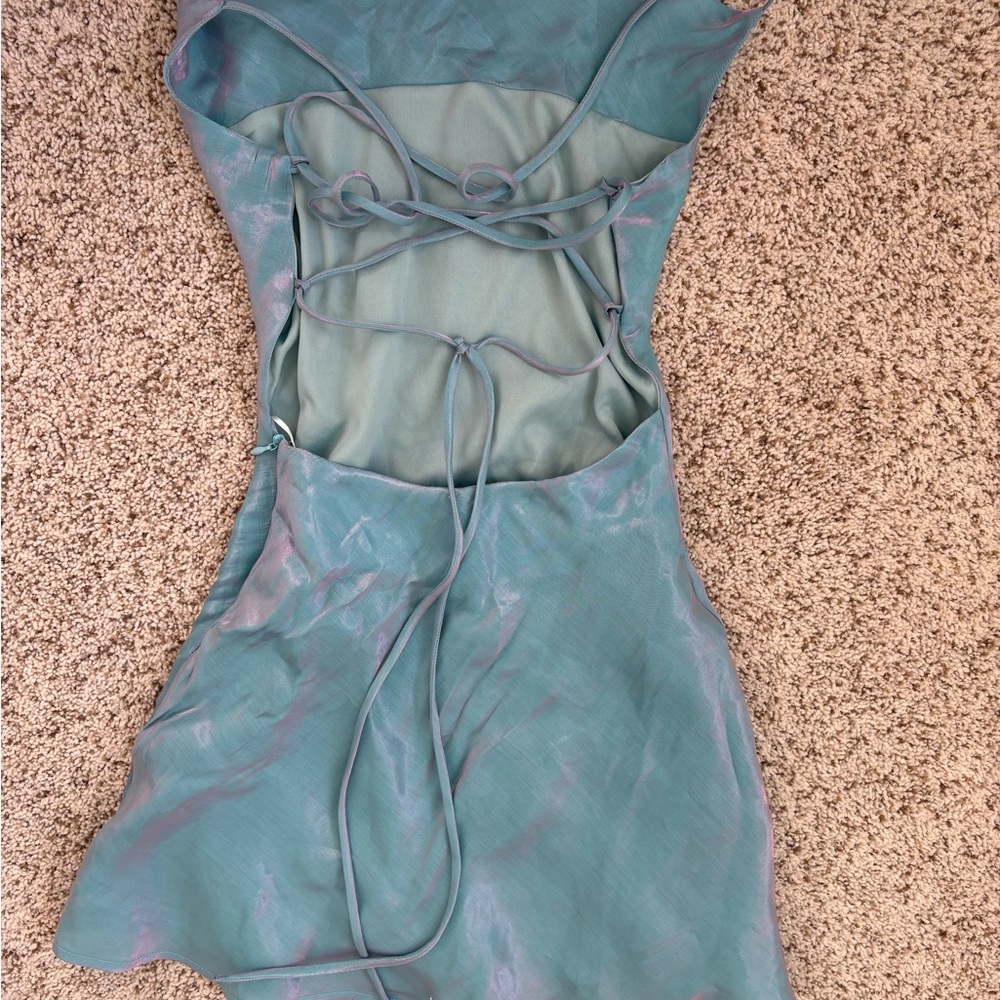 Princess Polly Shimmering Blue Mini Dress - Picture 4 of 5